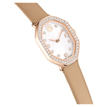 Reloj Dextera octagon, Fabricado en Suiza, Correa de piel, Marrón, Acabado tono oro rosa - Swarovski, 5730184