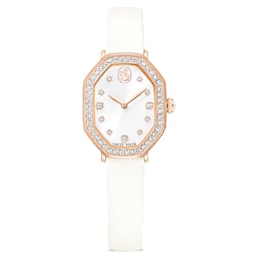 Dextera octagon 워치, 스위스 메이드, 레더 스트랩, 화이트, 로즈 골드 톤 피니시 - Swarovski, 5730208