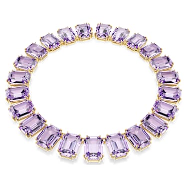 Millenia necklace, Oversized crystals, Octagon cut, Purple, 18K gold finish - Swarovski, 5730323