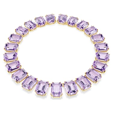 Millenia Tennis necklace, Oversized crystals, Octagon cut, Purple, Gold-tone plated - Swarovski, 5730323