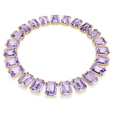 Millenia Tennis necklace, Oversized crystals, Octagon cut, Purple, Gold-tone plated - Swarovski, 5730323