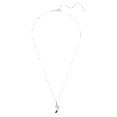 Pendente Idyllia, Taglio misto, Piuma, Blu, Placcato rodio - Swarovski, 5730358