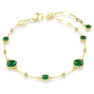 Imber 手链, 圆形切割, 绿色, 镀金色调 - Swarovski, 5730676