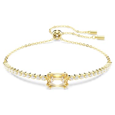 Matrix Tennis 手鏈, 混合式切割, 焦糖色, 鍍金（金色飾面） - Swarovski, 5730699