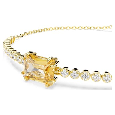 Matrix Tennis bracelet, Mixed cuts, Caramel, Gold-tone plated - Swarovski, 5730699
