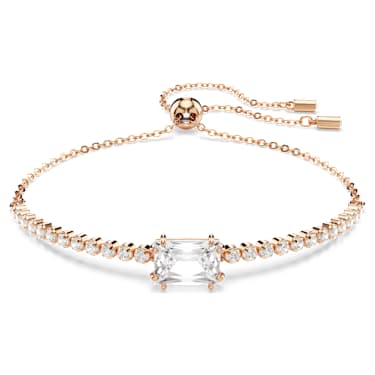 Matrix Tennis bracelet, Mixed cuts, White, Rose gold-tone plated - Swarovski, 5730706