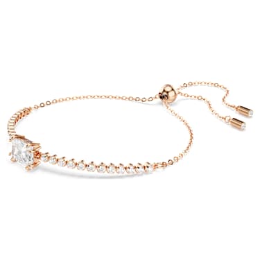 Matrix Tennis bracelet, Mixed cuts, White, Rose gold-tone plated - Swarovski, 5730706