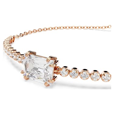 Matrix Tennis bracelet, Mixed cuts, White, Rose gold-tone plated - Swarovski, 5730706