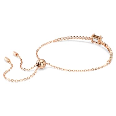 Matrix Tennis bracelet, Mixed cuts, White, Rose gold-tone plated - Swarovski, 5730706