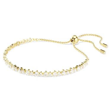 Matrix Tennis bracelet, Round cut, White, Gold-tone plated - Swarovski, 5730709
