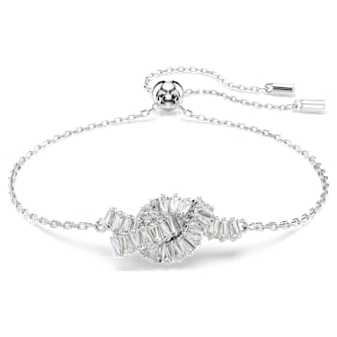 Matrix Armband, Baguette-Schliff, Knoten, Weiß, Rhodiniert - Swarovski, 5731101