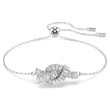 Matrix Armband, Baguette-Schliff, Knoten, Weiß, Rhodiniert - Swarovski, 5731101