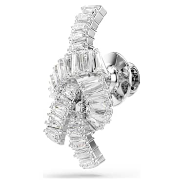 Matrix tack pin, Baguette cut, Knot, White, Rhodium plated - Swarovski, 5731102