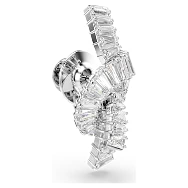Matrix tack pin, Baguette cut, Knot, White, Rhodium plated - Swarovski, 5731102