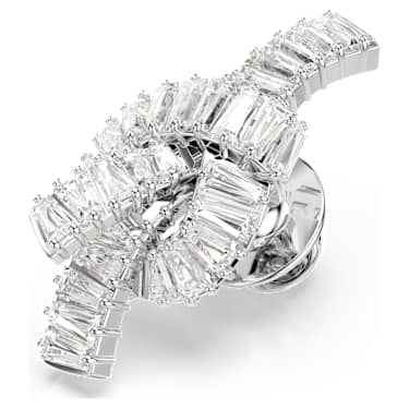 Matrix tack pin, Baguette cut, Knot, White, Rhodium plated - Swarovski, 5731102