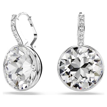 Millenia 水滴形耳环, 圆形切割, 白色, 镀铑 - Swarovski, 5731149