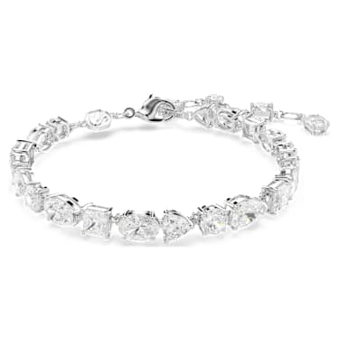 Náramek Mesmera, Různé výbrusy, Bílá, Pokoveno rhodiem - Swarovski, 5731959