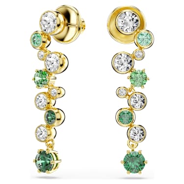 Constella drop earrings, Mixed cuts, Green, Gold-tone plated - Swarovski, 5732248