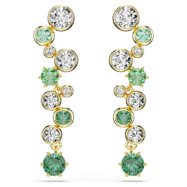 Constella drop earrings, Mixed cuts, Green, Gold-tone plated - Swarovski, 5732248