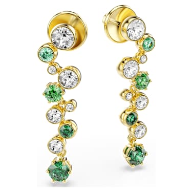 Constella 水滴形耳環, 混合式切割, 綠色, 鍍金（金色飾面） - Swarovski, 5732248