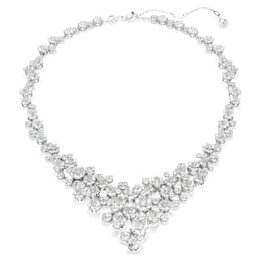 Constella necklace, Mixed cuts, Clasp, White, Rhodium plated - Swarovski, 5732249