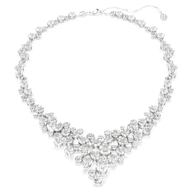 Constella necklace, Mixed cuts, Clasp, White, Rhodium plated - Swarovski, 5732249