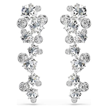 Constella drop earrings, Mixed cuts, White, Rhodium plated - Swarovski, 5732252