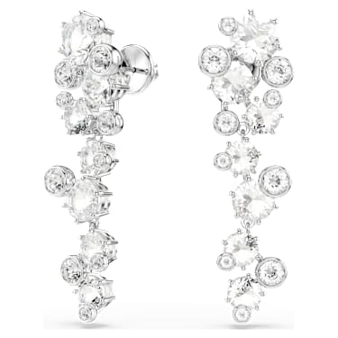 Constella drop earrings, Mixed cuts, White, Rhodium plated - Swarovski, 5732252