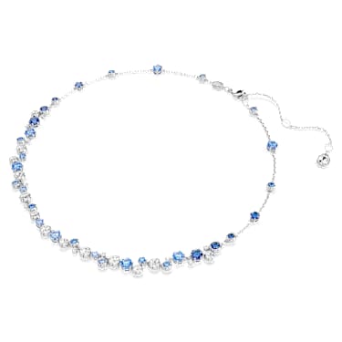 Náhrdelník Constella, Různé výbrusy, Modrá, Pokoveno rhodiem - Swarovski, 5732255