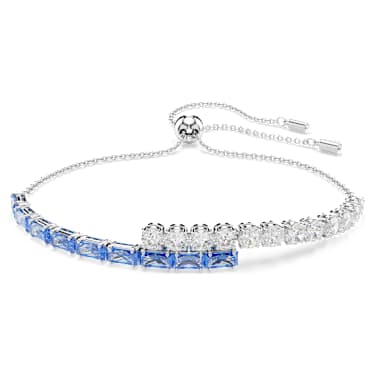 Matrix bracelet, Mixed cuts, Blue, Rhodium plated - Swarovski, 5732266