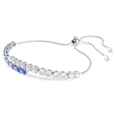 Matrix bracelet, Mixed cuts, Blue, Rhodium plated - Swarovski, 5732266