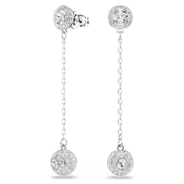 Una Angelic drop earrings, Round cut, White, Rhodium plated - Swarovski, 5732273