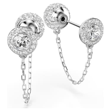 Una Angelic 水滴形耳环, 圆形切割, 白色, 镀铑 - Swarovski, 5732273