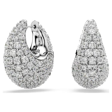 Sublima earrings, Larges, White, Rhodium plated - Swarovski, 5732281