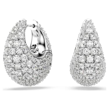 Sublima earrings, Larges, White, Rhodium plated - Swarovski, 5732281