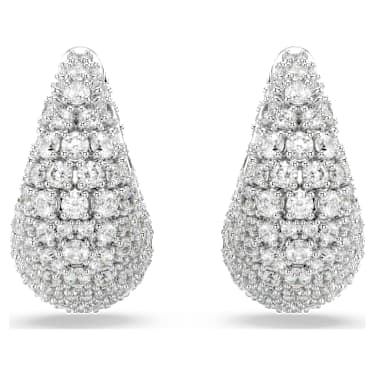 Sublima earrings, Larges, White, Rhodium plated - Swarovski, 5732281