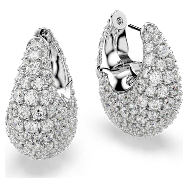 Boucles d'oreilles Sublima, Larges, Blanches, Métal rhodié - Swarovski, 5732281