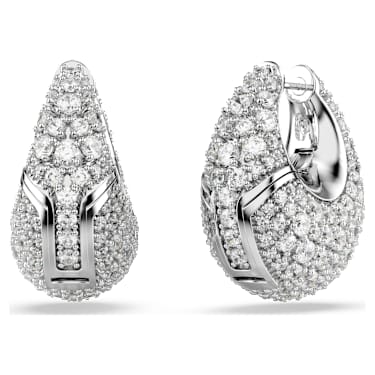 Sublima earrings, Larges, White, Rhodium plated - Swarovski, 5732281