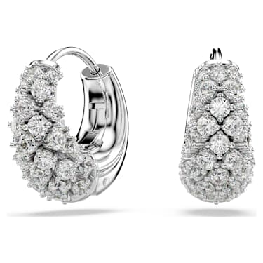 Sublima earrings, White, Rhodium plated - Swarovski, 5732282
