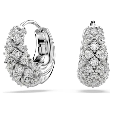 Sublima earrings, White, Rhodium plated - Swarovski, 5732282