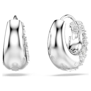 Sublima earrings, White, Rhodium plated - Swarovski, 5732282
