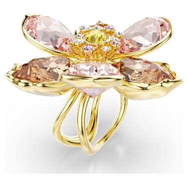 Idyllia Motivring, Blandade slipningar, Blomma, Flerfärgad, 18K guldfinish - Swarovski, 5732382