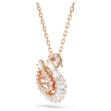 Přívěsek Swan, Různé výbrusy, Labuť, Růžová, Povrchová úprava z 18k růžového zlata - Swarovski, 5732414