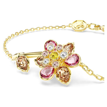 Idyllia bracelet, Mixed cuts, Flower, Multicolored, 18K gold finish - Swarovski, 5732423