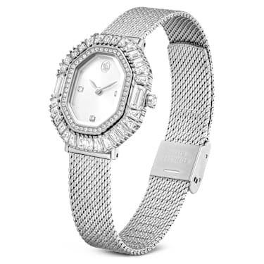 Matrix Octagon watch, Metal bracelet, Silver tone, Stainless steel - Swarovski, 5732498