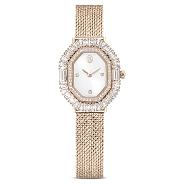Matrix Octagon watch, Metal bracelet, Gold tone, Champagne gold-tone finish - Swarovski, 5732501