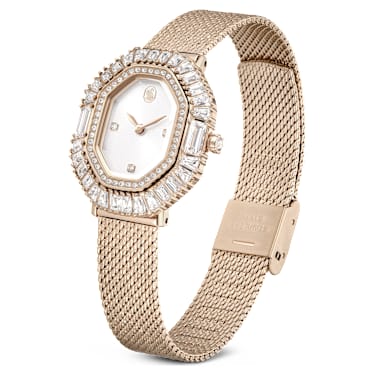 Matrix Octagon watch, Metal bracelet, Gold tone, Champagne gold-tone finish - Swarovski, 5732501