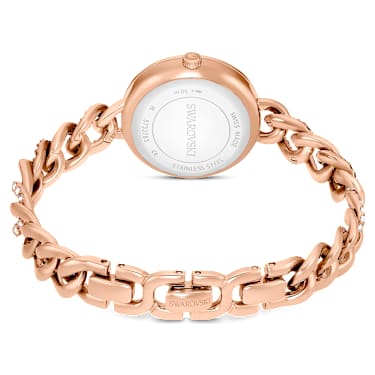 Cocktail round horloge, Metalen armband, Goudkleurig, Roségoudkleurige afwerking - Swarovski, 5732763