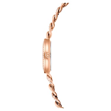 Hodinky Cocktail round, Kovový náramek, Zlatý odstín, Povrchová úprava v růžovozlatém odstínu - Swarovski, 5732763