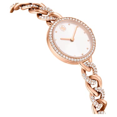 Cocktail round óra, Fémszíj, Arany árnyalatú, Rózsaarany árnyalatú felület - Swarovski, 5732763